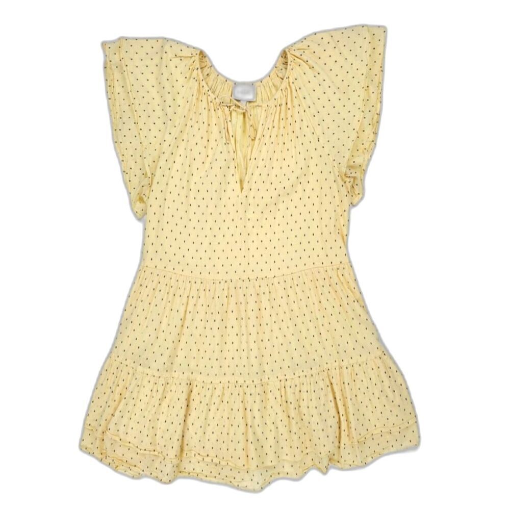 CLEOBELLA Eloise Mini Dress Yellow Polkadot Babydoll Soft Girl Coquette Boho